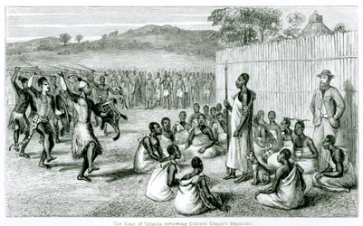 El Rey de Uganda revisando el Regimiento del Coronel Congo
